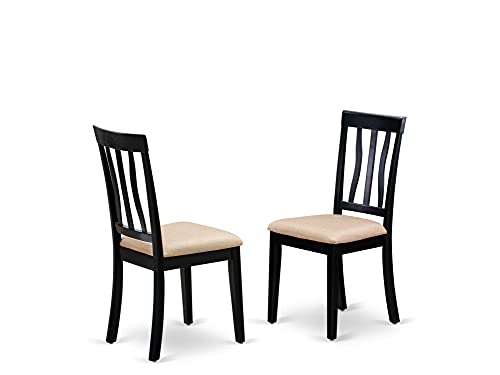 East West Furniture ANTI5-BLK-C 5 Piece Dining Table Set for 4 Includes a Round Kitchen Table with Pedestal and 4 Linen Fabric Kitchen Dining Chairs, 36x36 Inch, Black & Cherry