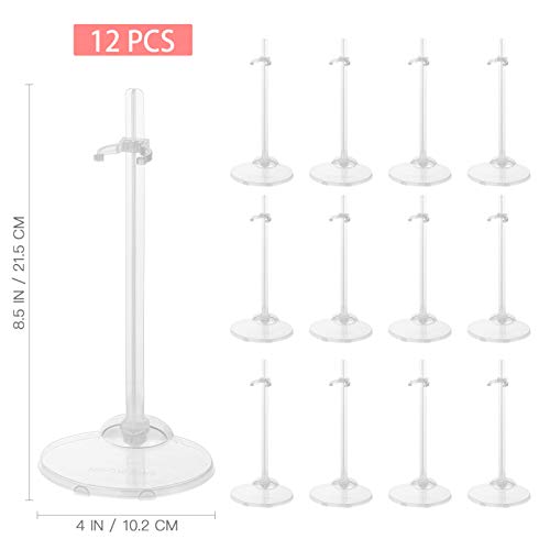 Artibetter 12Pcs Doll Stand Transparent Doll Stand Plastic Doll Display Holder Clear Action Figures Doll Accessories #TOP2