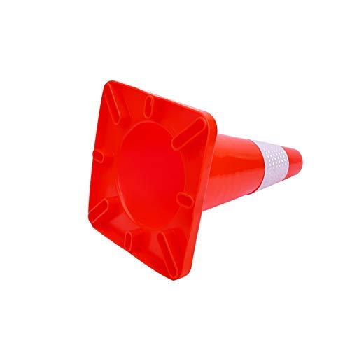[ 10 Pack ] 18" Traffic Cones PVC Safety Road Parking Cones Weighted Hazard Cones Construction Cones for Traffic Fluorescent Orange w/4" Reflective Strips Collar Traffic Safety Cones