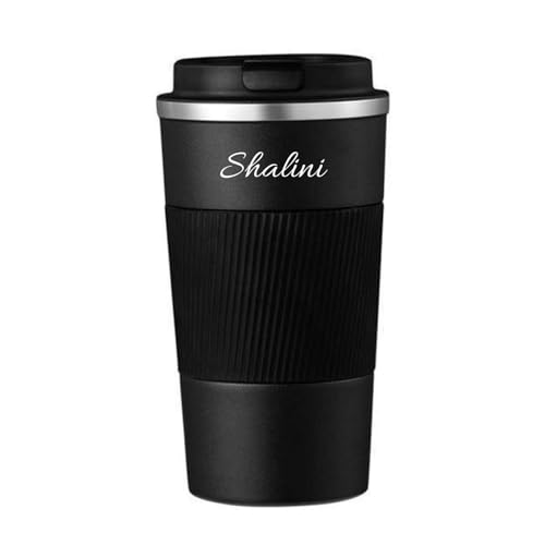 Image of Personalised Tumbler with lid 510ml, Double Wall Insulated Stainless Steel Tumbler Bottle Diwali Item, Hot and Cold Travel Coffee Mug for Office, Home and Travel -Black
