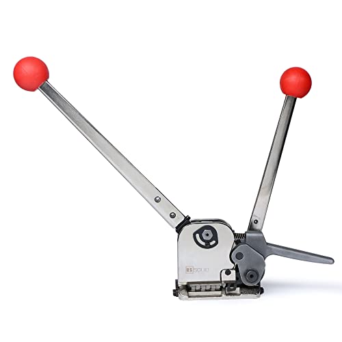 U.S. SOLID Manuelle Stahl-Umreifungsgerät für 13-19 mm umreifungsband | 3-in-1 Set mit Schraubenschlüssel, Crimpzange & Schneider | Robust für Metallverpackungen