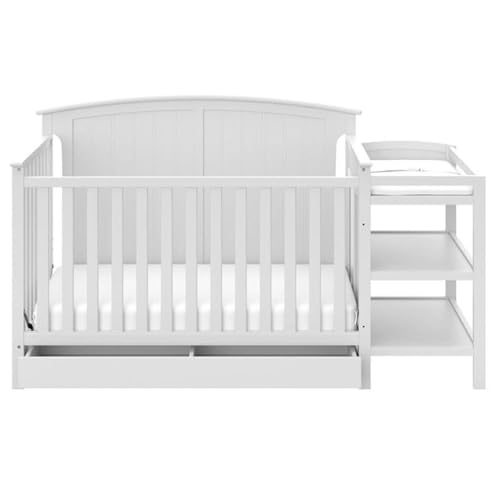 Storkcraft Steveston 5-in-1 Convertible Crib and Changer with Drawer (White) – GREENGUARD Gold Certified, Crib and Changing -Table Combo with Drawer, Converts to Toddler Bed, Daybed and Full-Size Bed - Image 4