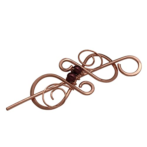 Celtic Copper Hair Clip Scarf Pin Shawl Pin Hair Stick Hair Barrette With 2 Pearls,Women Gift. #TOP12