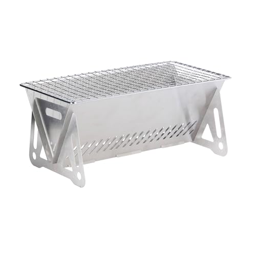 Barbacoa Mini Plegable en acero inoxidable y parrilla cromada 28x16x12cm
