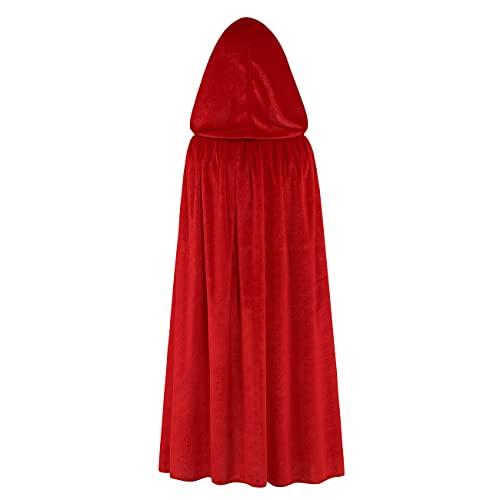 Regenboog Kids Velvet Cape with Hood,Red Cloak Kids,Costume Cape Child,Halloween Costume Cloak,Christmas,Renaissance,Witch,Wizard,Mardi Gras,Size S,23.6inch - Image 3