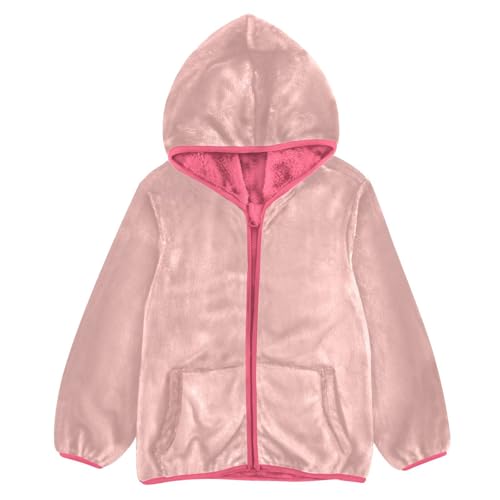 GuoChe Rose Gold Solid Color Pure Plain Toddler Fleece Jacket With Hood