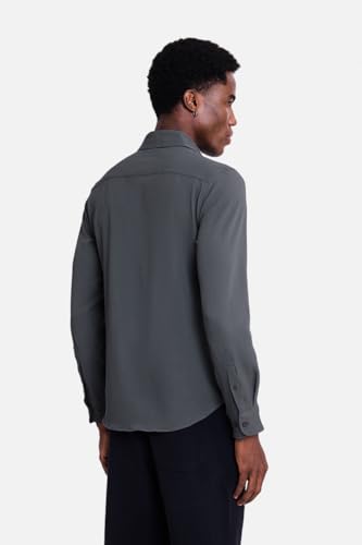 Image of SNITCH Men Casual Shirt | Slim Fit Long Sleeve Spread Collar Vertical Crinkle Textured Pattern | Breathable Polyester Blend & Stretchable Fabric for Casual Outing & Everyday Use