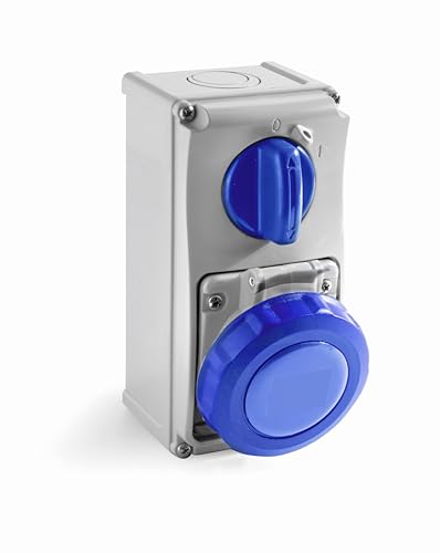 Prise interbloquée verticale ROSI 19.3216B6 boîtier gris bleu étanche - 2