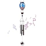 MUMTOP Solar Wind Chimes for Outside - American Flag Hot Air Balloon Wind Chimes...