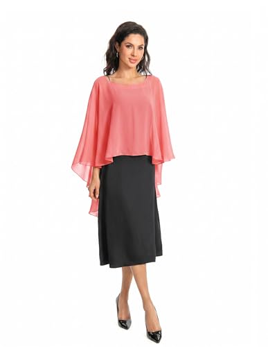 Image of Baoqiya Chiffon Capes Sheer Capelets Long Cape Poncho For Women Plus Size