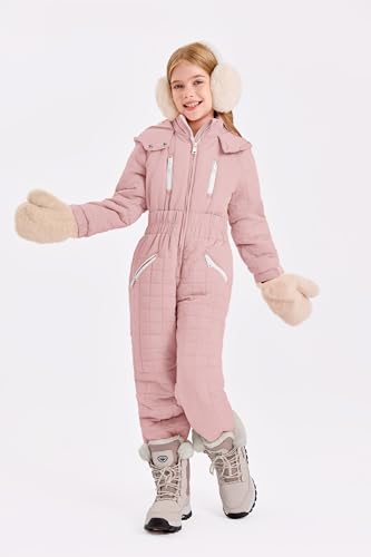 Image of Haloumoning Kid Snowsuit Girls Hooded Waterproof Insulated Ski Suit