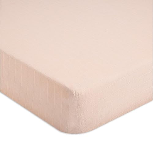 Crane Baby Cotton Sateen Fitted Sheet, 28x52'', Desert Rose, Pink Crib Sheets for Girls, Soft Cotton Crib Sheets for Girls, Nursery Decor for Girl...