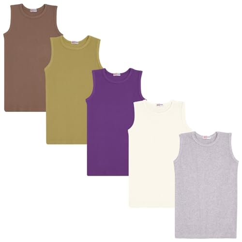 Débardeur côtelé filles anti-irritation coton lot de 5 maillots de corps