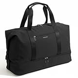 Oeihuivt Weekender Bags for Women - 21 Inch Large Travel Duffel Bag Set with Shoe Compartment, Heavy-Duty nylon Carry On Overnight Tote Black