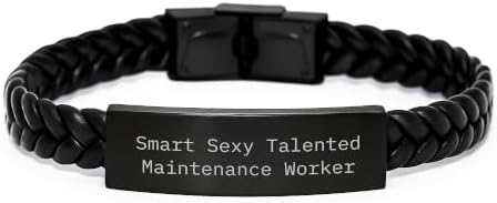 Gifts from Family for Smart Sexy Talented Maintenance Worker - Interlaced Leather Bracelet for Men - Graduation Unique Gift Ideas for Maintenance Worker image 4