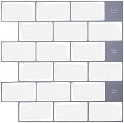 Subway Tiles Peel and Stick Backsplash, Stick on Tile for Kitchen Backsplash, 12" x 12" Self Adhesive Wall Tiles (10 Sheets)