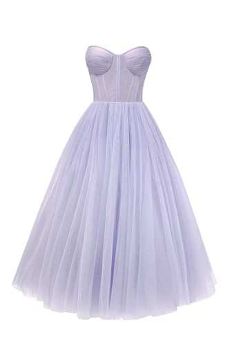 Tvuyet Sleek Sleeveless Prom Dresses Corset Tea Length Short Quinceanera