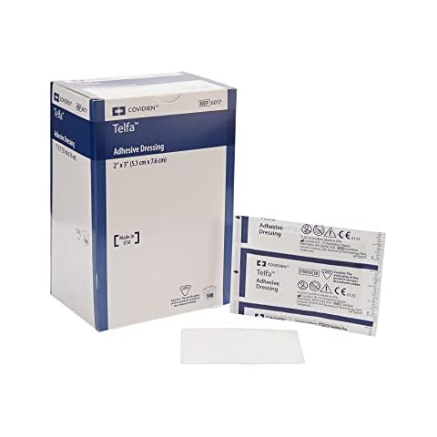 Covidien 6017 Telfa Adhesive Dressing, Sterile 1's in Peel-Back Package, 2" x 3" (Pack of 100) Cover