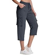 Womens Cargo Capris Hiking Pants Lightweight Quick Dry Casual Summer Loose Pants with 6 Pockets f...
