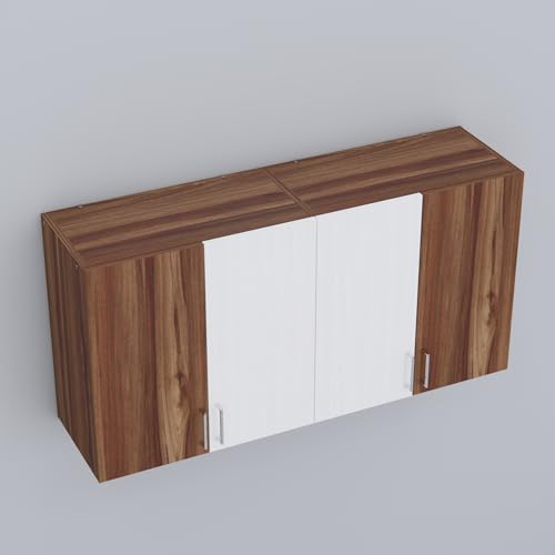 Image of SPECIALITY PANELS 4 Door Modular Wall Mounted Kitchen Cabinet with Adjustable Shelf Space Saving Storage Unit Durable Engineered Wood Cupboard for Kitchen Living Room Utility Organizer Furniture