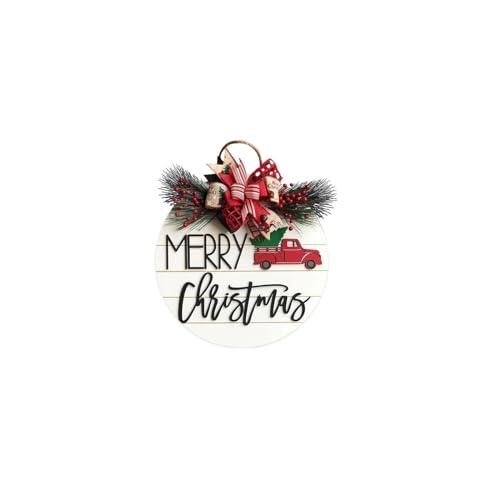 Décorations extérieures de Noël : lot couronne de porte et nœuds durables