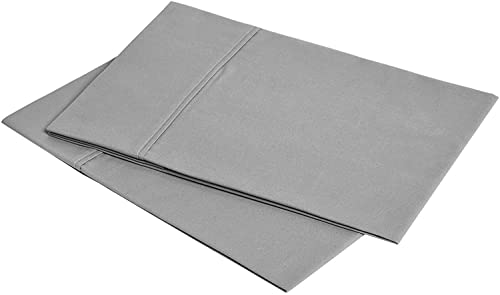 Image of Bhoomi Impex Microfiber Pillow Covers Pack of 2, 1800 Series Soft & Smooth Pillowcases, Light Grey, 20 x 30 Inch