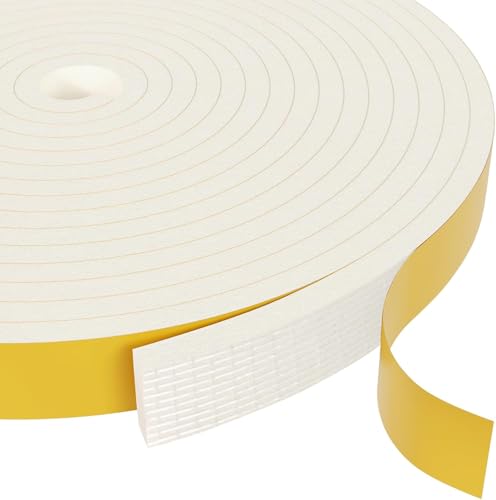 Dichtungsband Türdichtung Selbstklebend, Fensterdichtung Siegel Streifen 6mm(B) x 3mm(D) Türdichtung Gummi Schaum Siegel Anti-Kollision Streifen Schalldämmung Gesamtlänge 20M lang Weiß