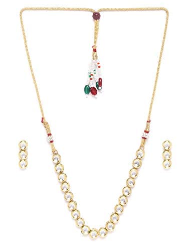 Priyaasi Traditional Jewellery Set for Women | Wedding & Festive - Gold-Plated Kundan Jewellery Set | Classic Round Link Pattern | Drop Earrings & Necklace for Women (B08PFL5RXD) Amazon Price History, Amazon Price Tracker