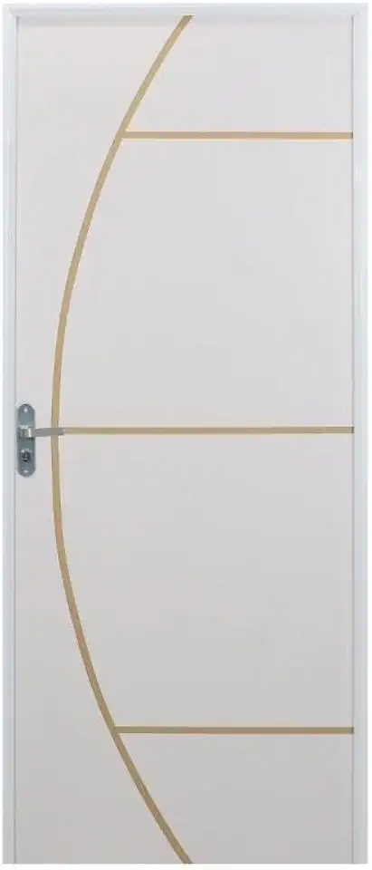 Kit Porta de Madeira Decorada 212x75cm com Batente de Aluminio 3,6cm Gáucha Mgm Branco