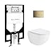 Swiss Madison St. Tropez Wall-Hung Toilet Bundle 0.8/1.6 GPF Dual Flush in Glossy White with Brass Flush Plate