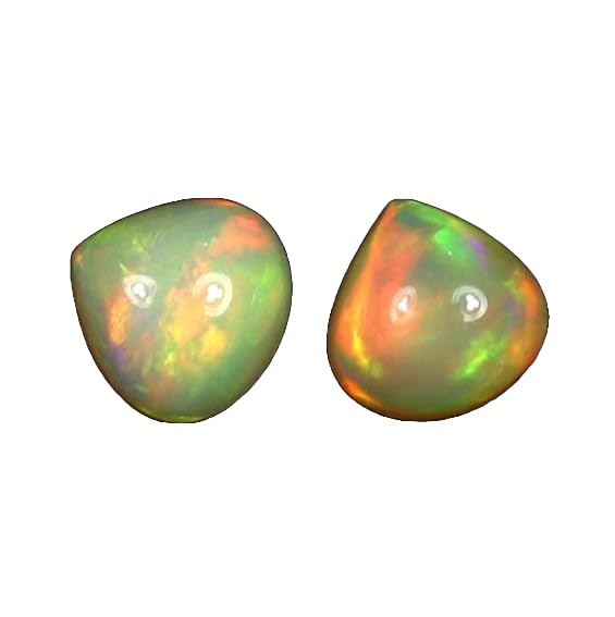 Lot 2 cabochons opale éthiopienne 10x10 mm | Gemme naturelle qualité AAA