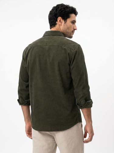 Image of Urbano Fashion Men's Corduroy Full Sleeve Regular Fit Solid Overshirt with Utility Pockets