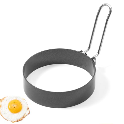 TerraShine 目玉焼き 型 7.5CM 目玉焼きプレート 目玉焼き リング型 ハンドル付き お菓子作り くっつかない 多機能 耐熱 使いやすい お手入れ簡単 収納便利 卵料理に 目玉焼き パンケーキ サンドイッチ用