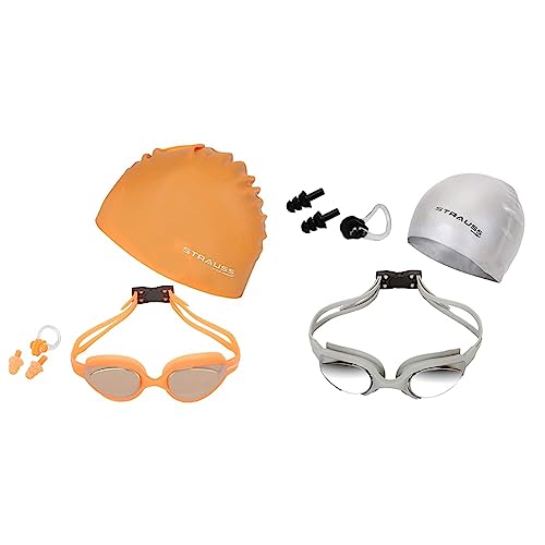 Image of STRAUSS Swimming Goggles Set, (Orange) Swimming Goggles Set, (Grey)