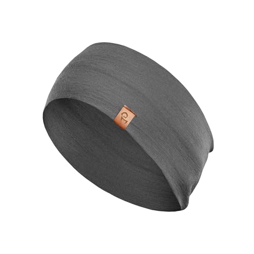 menique 100% Merino Wool Headband for Women Non Slip Stretchy Workout Sweatband Moisture Wicking Breathable Wide Hairband for Running Hiking Sport Gym Yoga Nurse Fashion (Perfect Grey One Size)