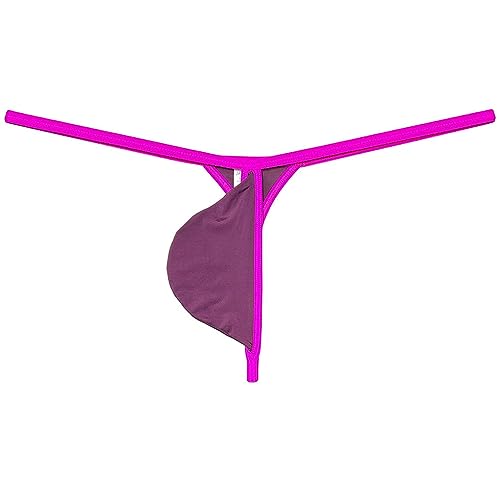 Men's Ultra Tiny String Thong Underwear Teardrop-shaped Pouch Tangas Minimum Coverage Underpants Ice Silk T-back4