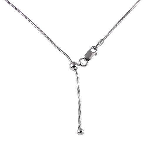 CloseoutWarehouse Rhodium Plated Sterling Silver Round Snake Slider Adjustable Chain Necklace