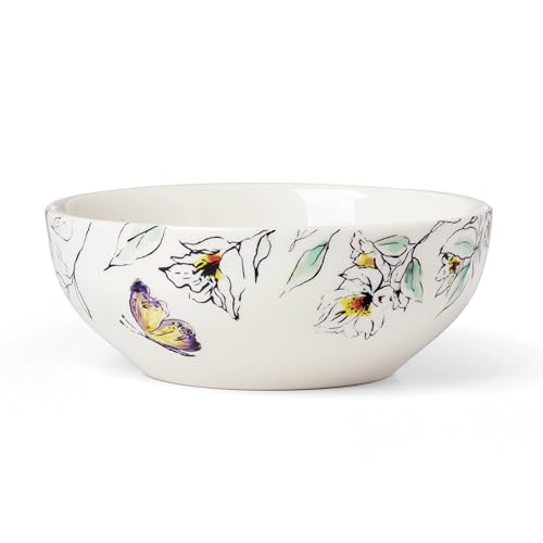 Image of Oneida Dinnerware Set, Botanica 12-Piece Dinnerware Set, Service For 4, Porcelain Material, Dishwasher And Microwave Safe, Bowls, Plates And Bowls, Dinner Dishes, Plates, Home (Green, 12 Piece)