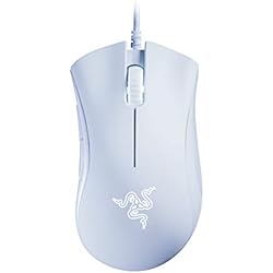 Razer Ratón para juegos DeathAdder Essential, Sensor óptico, 6400 DPI, 5 Botones programables, Interruptores mecánicos, Agarres laterales de goma, Color Blanco