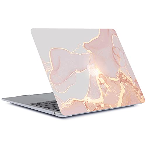 Capa compatível com MacBook Pro 15 polegadas 2019 2018 2017 2016 versão A1990 A1707, capa rígida de plástico e protetor de teclado compatível com Mac Pro 15 com Touch Bar – mármore rosa