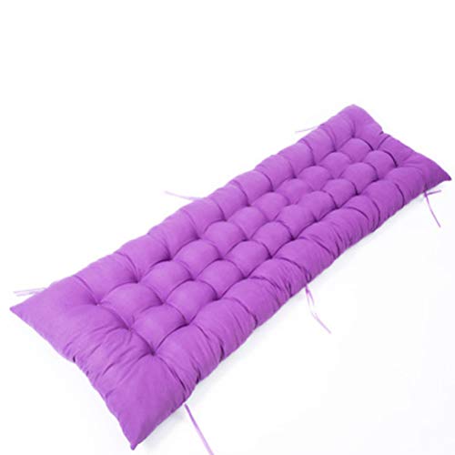 Cojín reclinable grueso para banco al aire libre, cojín para asiento de jardín, cojín largo, antideslizante, con lazos para 2 3 plazas (morado, 110 x 55 x 8 cm)
