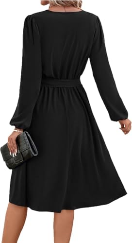 Robe mi-longue automne hiver confortable qui structure la taille - 5
