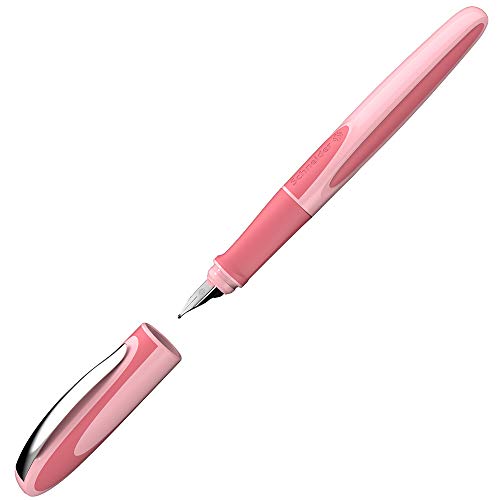 Image of Schneider Ray Fountain Pen, Blue Ink, Coral Barrel, Rubberize Grip, Right Handed Medium Iridium Tip, Refillable, Erasable Blue Ink, 1 Each (168206)