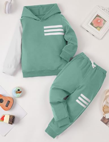 Image of Toddler Boy Clothes Long Sleeve Hoodie Sweatsuits Tops and Pants 2Pcs Boys Fall Winter Outfits Set