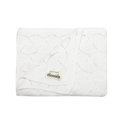 Image of mimixiong 100% Pure Cotton Baby Blanket Extra Soft Cellular Neutral Swaddle Receiving Crib Blanket for Newborn Baby Boy Girl Size 30 x 40 inches (Snow)