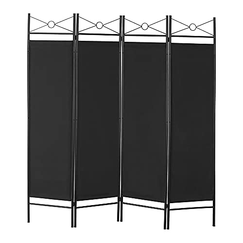 Biombo plegable de 4 piezas, separador de espacios, 180 x 163 cm, color negro Cover