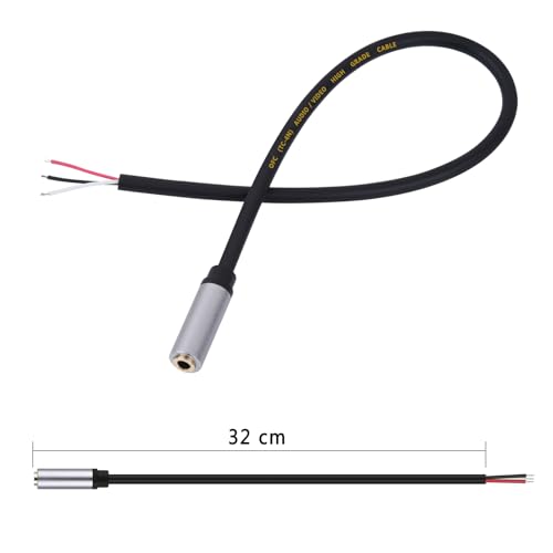 Cable audio 3.5mm hembra a cable abierto 12in pack 2 miniatura 3
