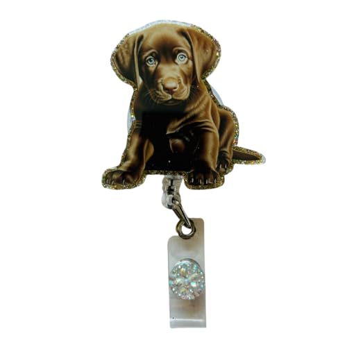 Chocolate Lab Puppy Dog Badge Reel - Handmade Retractable ID Holder, Custom Nurse Badge Charm, Teacher Lanyard, Office Clip, Fun Pet Badge Reel, Customizable