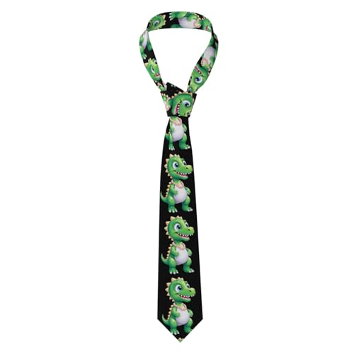 WHJSHOP Little dinosaur wearing a necklace Prints Men's Necktie - Premium Polyester Fiber Tie for Business, Daily Life, and Special Occasions