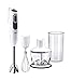 Braun Frullatore a Immersione MQ3135WH Minipimer, Tecnologia Tedesca, regolazione fino a 11 velocità, potenza 750W, Dotato di bicchiere da 600ml, frusta a filo e tritatutto da 500ml, Bianco/Grigio